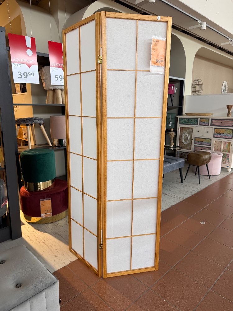 Paravent, Kleinmöbel, ca. 130cm, Weiss Holz Natur Aking, XXXLutz