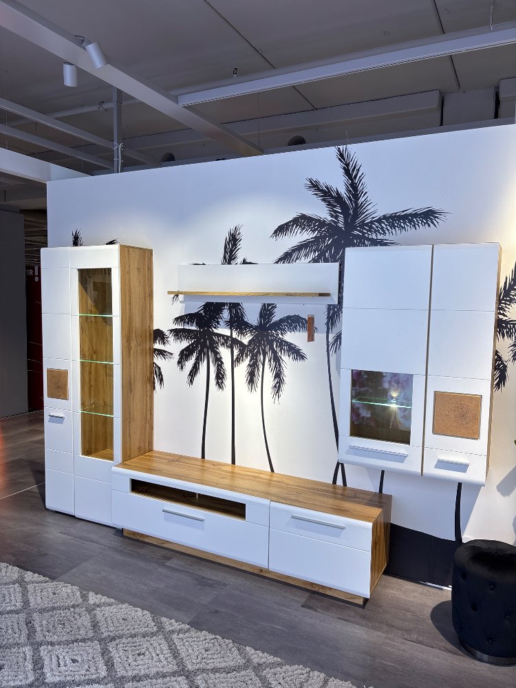 Möbel, Wohnwand, Eichefarben, Weiß, XXXLutz