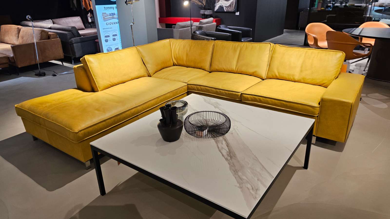 Möbel, Tommy M Ecksofa Marriot in Leder Pueblo Estragon