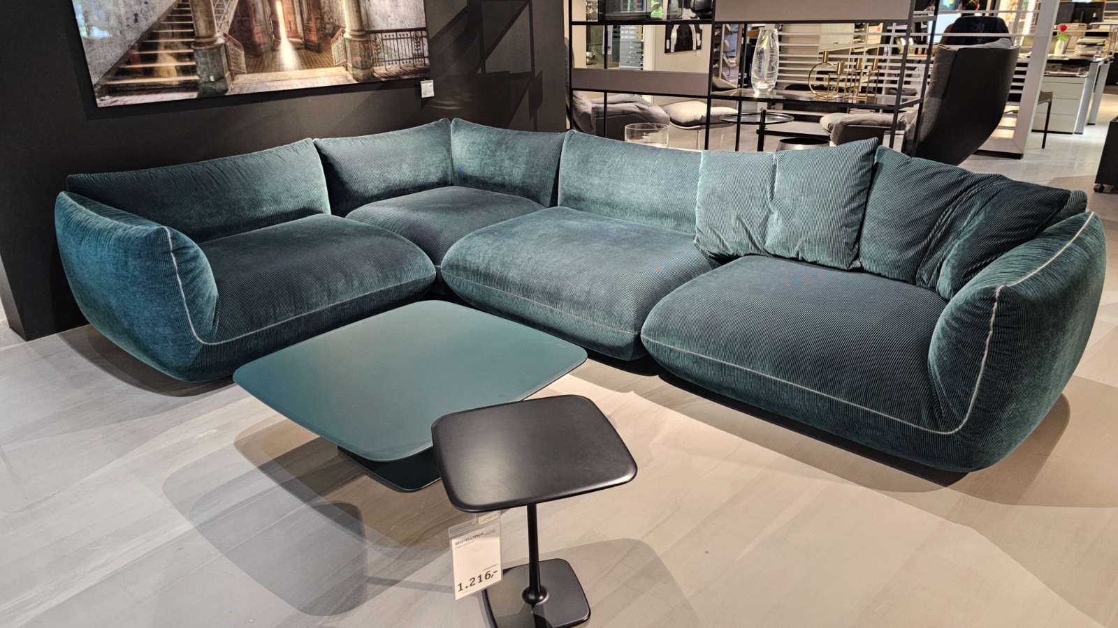 Möbel, COR Ecksofa Jalis in Stoff Cord petrol