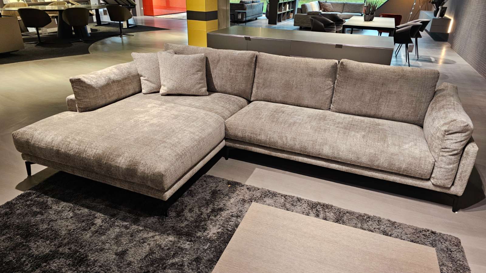 Möbel, Sitzwerke Wohnlandschaft Alberta in Stoff Farbe Zement
