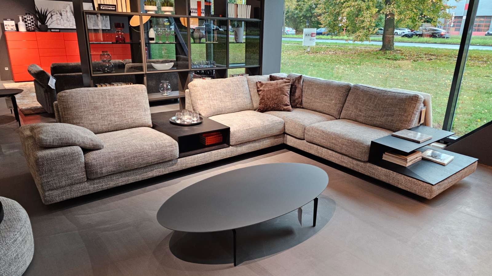 Möbel, Sitzwerke Ecksofa Andria in Stoff Farbe stein