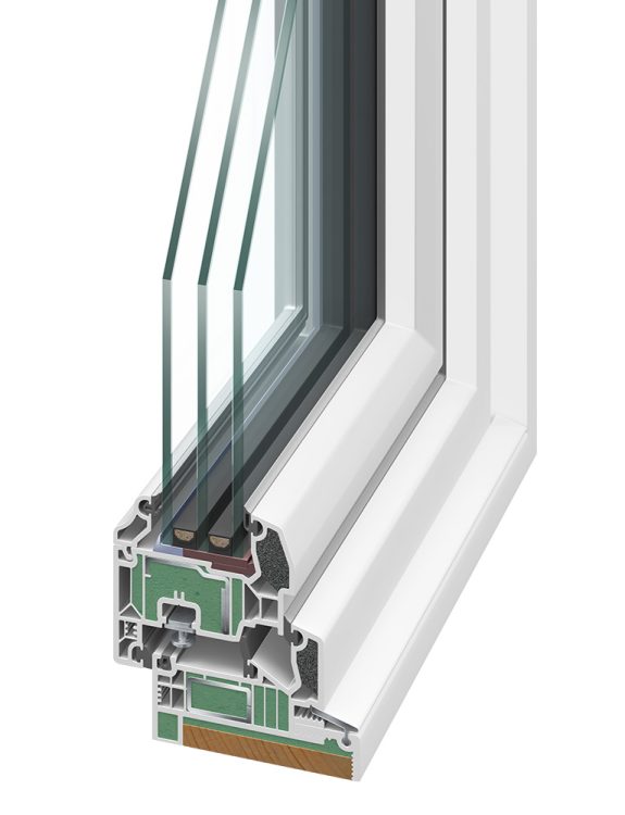 Dreifachverglasung bei einem Kunststofffenster