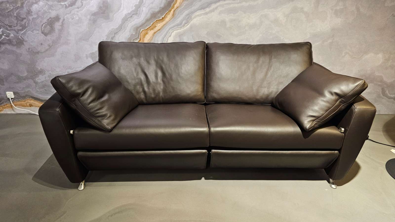 Möbel, FSM Sofa mit Relaxfunktion Sesam in Leder dunkelbraun