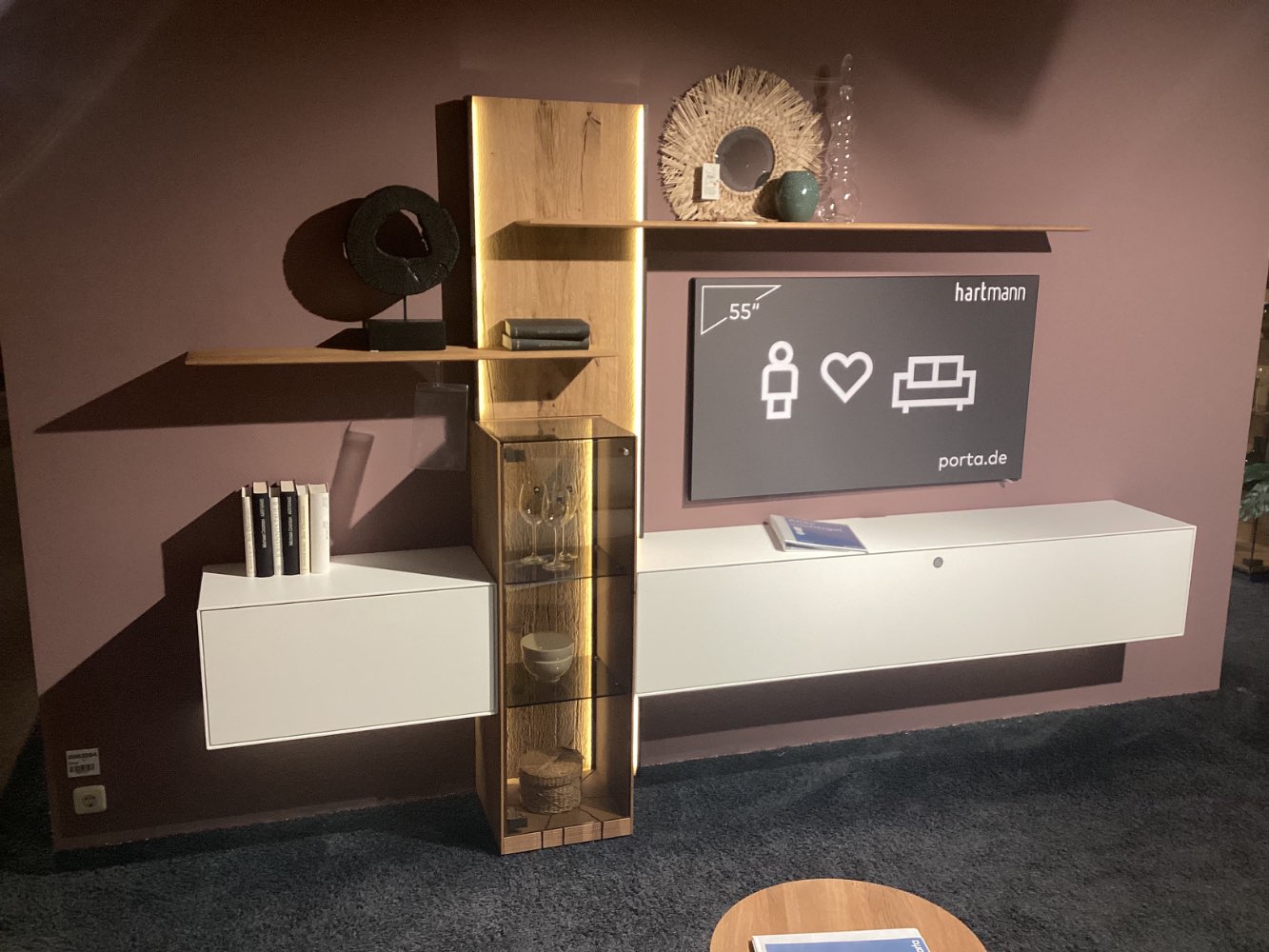 Wohnwand „Benjo“, Orig. Hartmann, inkl. Beleuchtung