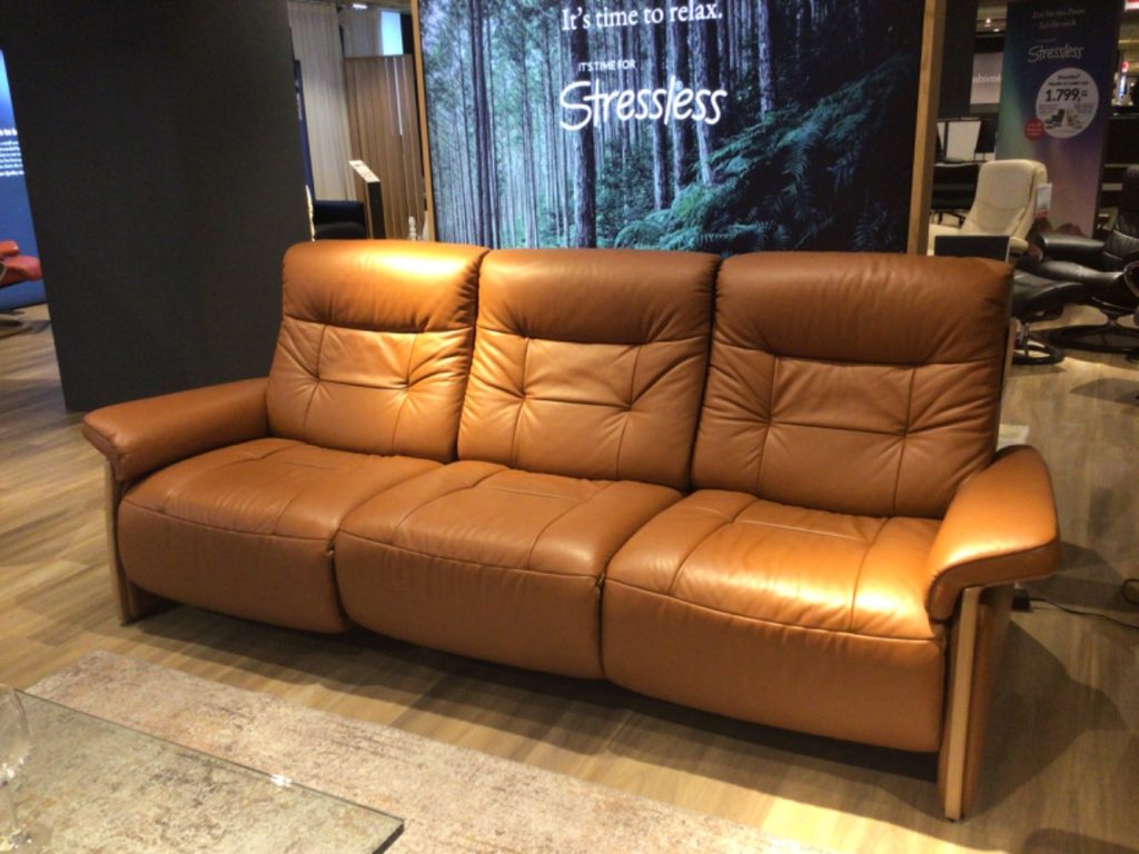 Möbel Stressless 3 Sitzer Mary Leder Paloma Cognac Motoren XXXL