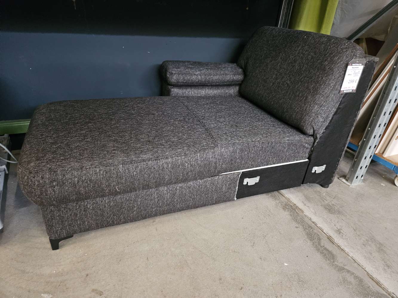Recamiere Sofa Couch Webstoff Anthrazit/Grau statt 879€