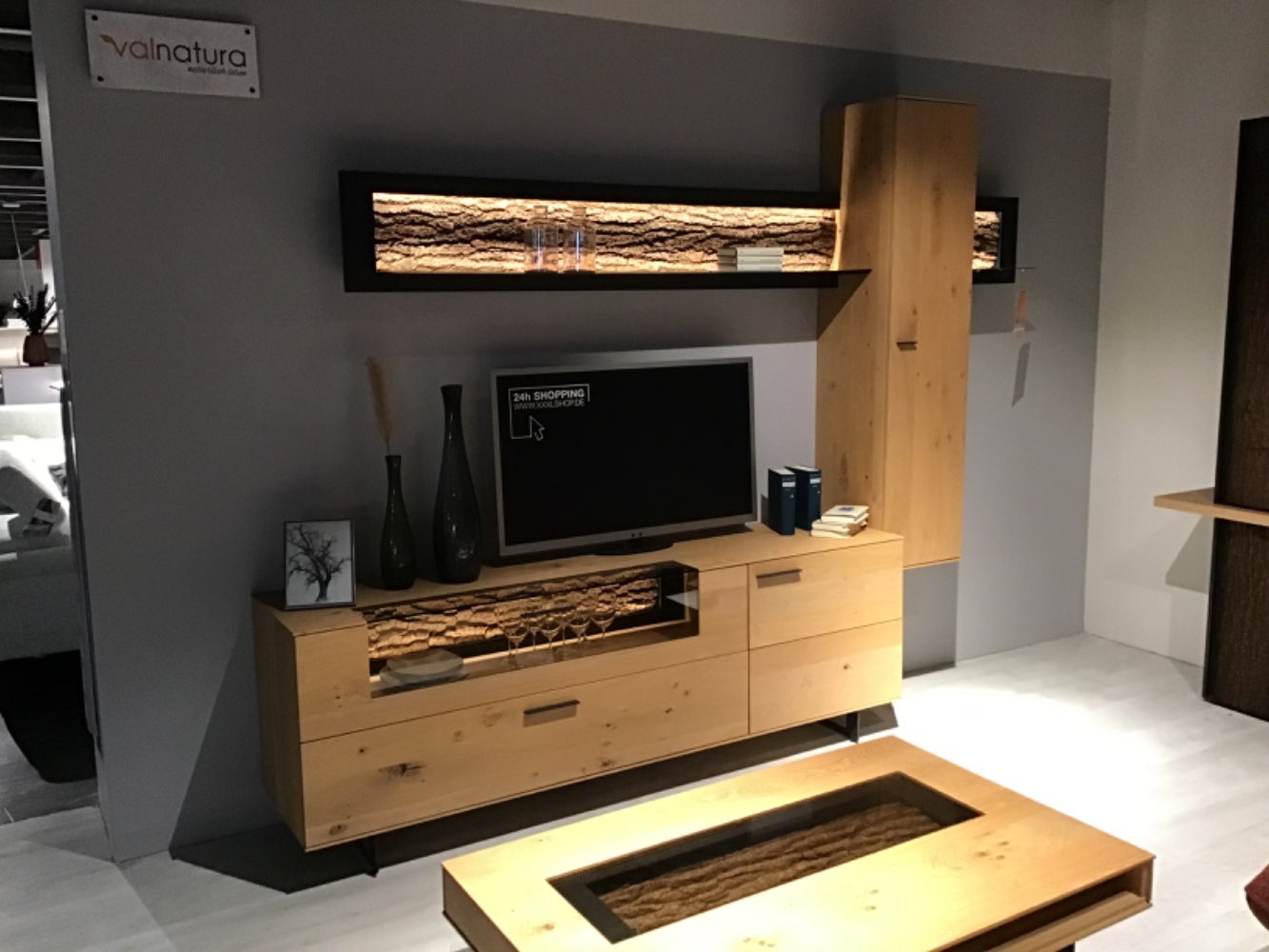 XXXLutz Ausstellungsstück Möbel Wohnwand Lavia Eiche grau