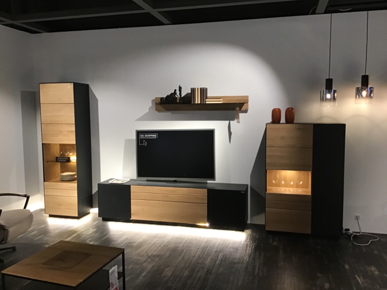 XXXLutz Ausstellungsstück Möbel Wohnwand Celika Wildeiche grau