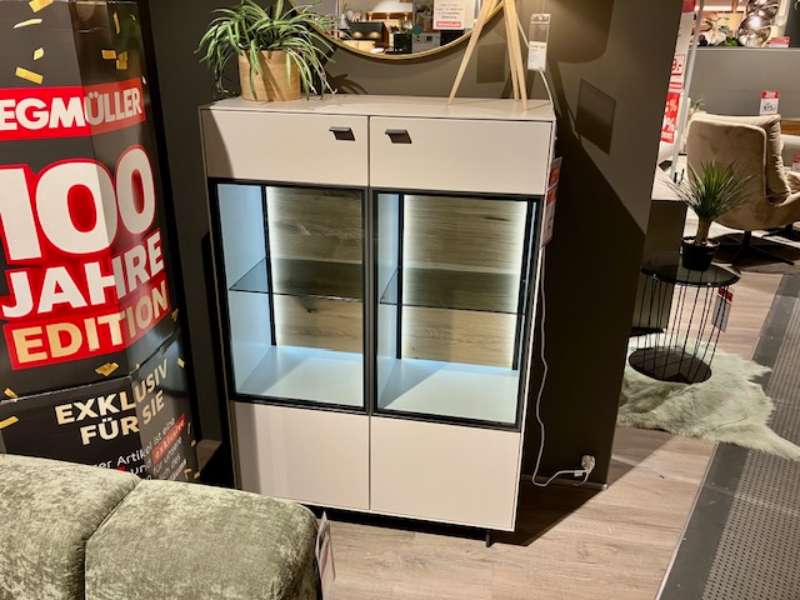 Highboard Media exclusiv Lack Lichtgrau