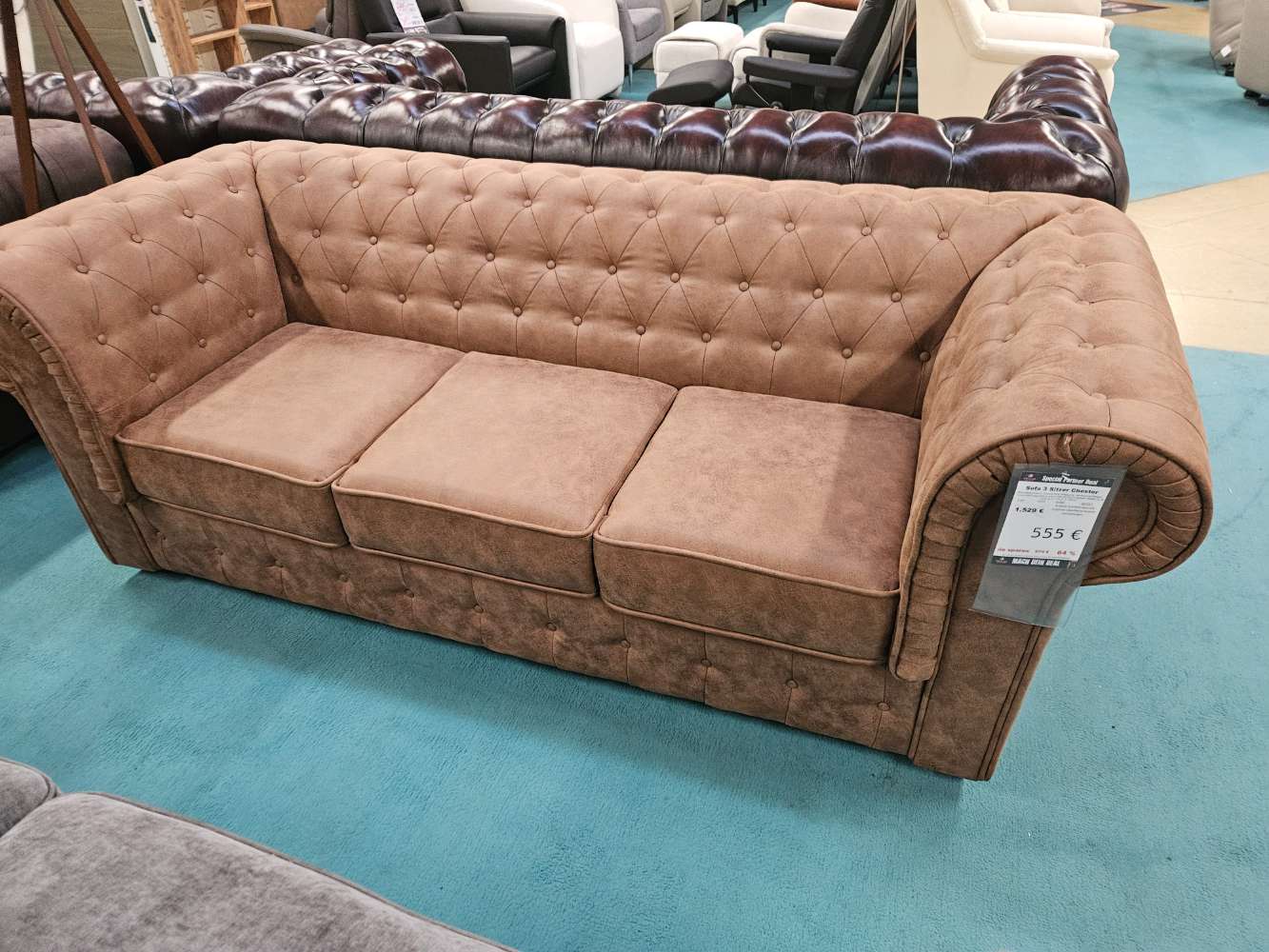 Sofa 3 Sitzer Chester Mikrofaser Braun statt 1529€