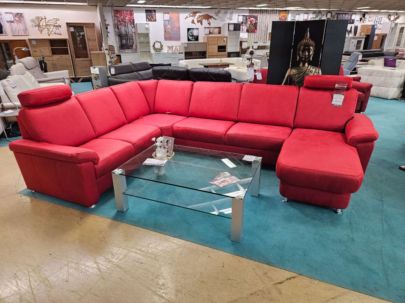 meinSofa Wohnlandschaft Sofa Couch Mikrofaser rot statt 7749€