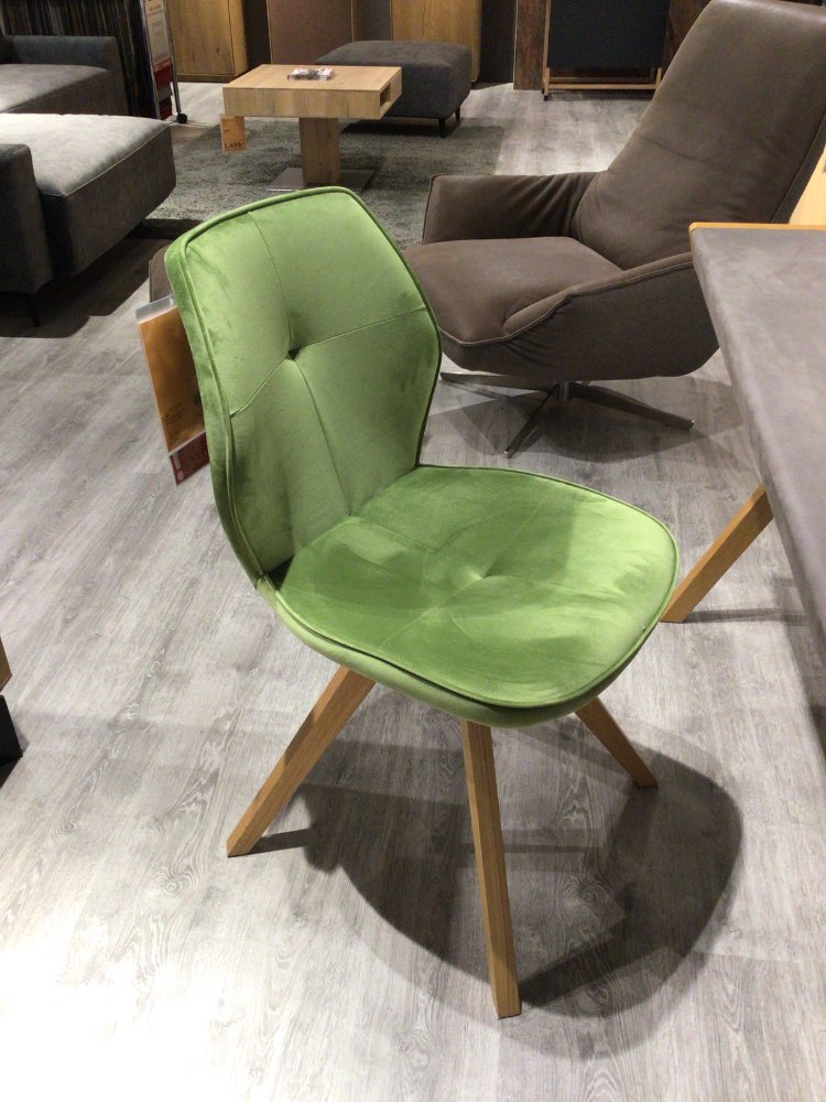 Möbel Stuhl Marke Anei Modell 730 Stoff Grün samt, XXXLutz