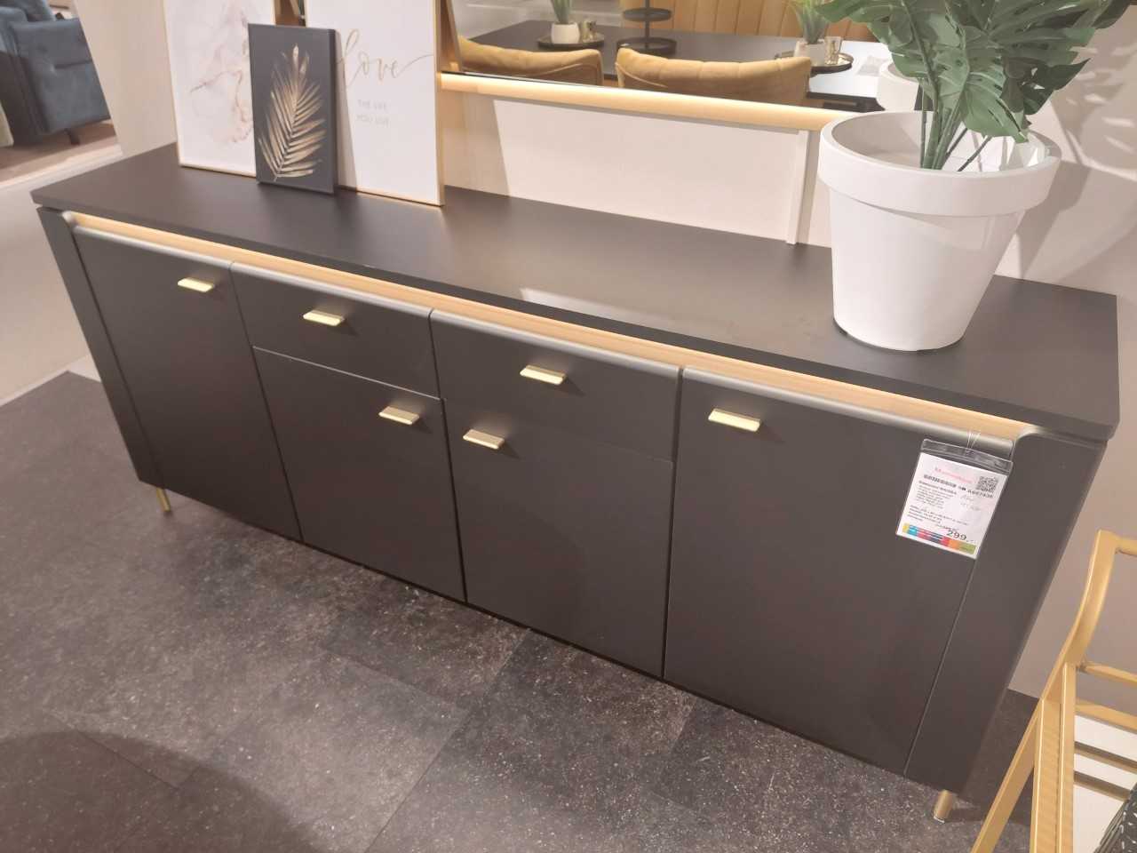 Sideboard, schwarz matt, B/H/T ca. 200/87/40