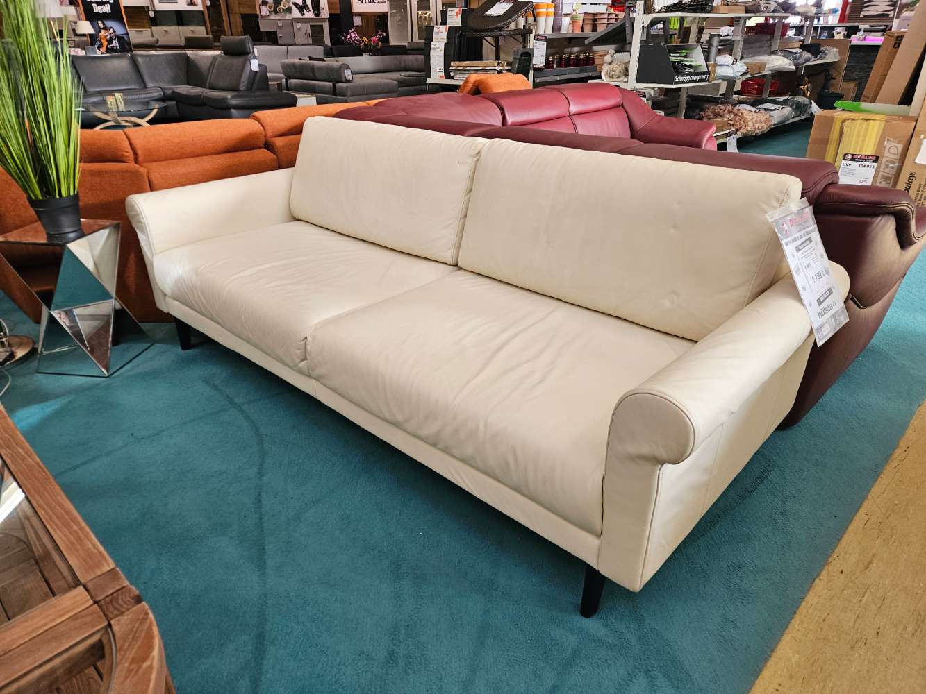 HÜLSTA 3 Sitzer Sofa Couch Perlweiß Leder statt 5168€