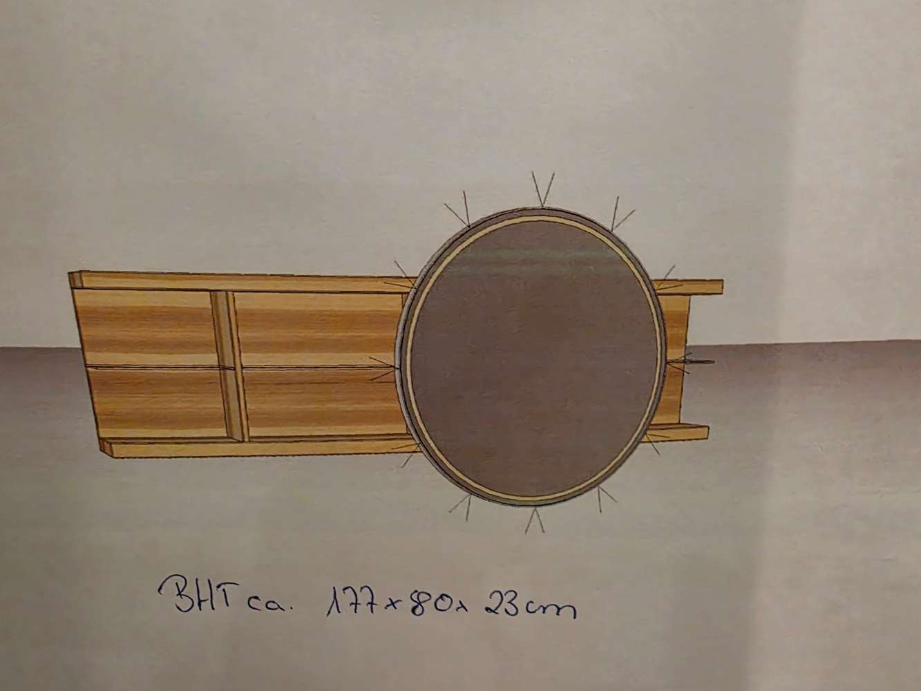 Hängeregal mit Rundspiegel