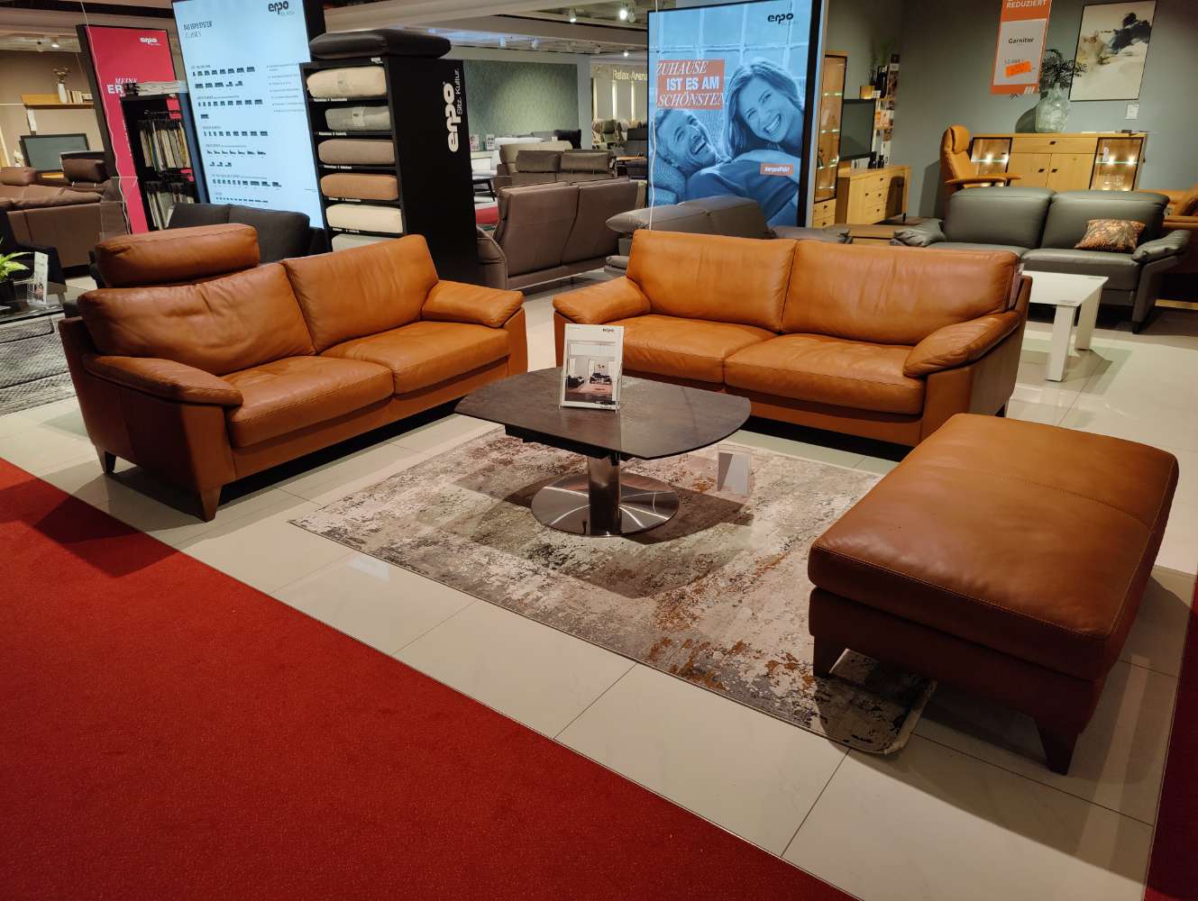 Garnitur – ERPO – CL650 – 2,5er + 2,5er – Hocker – Leder