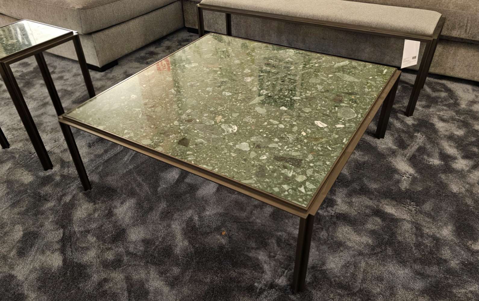 Möbel, BW Couchtisch Hudson in Terrazzo green mit bronze