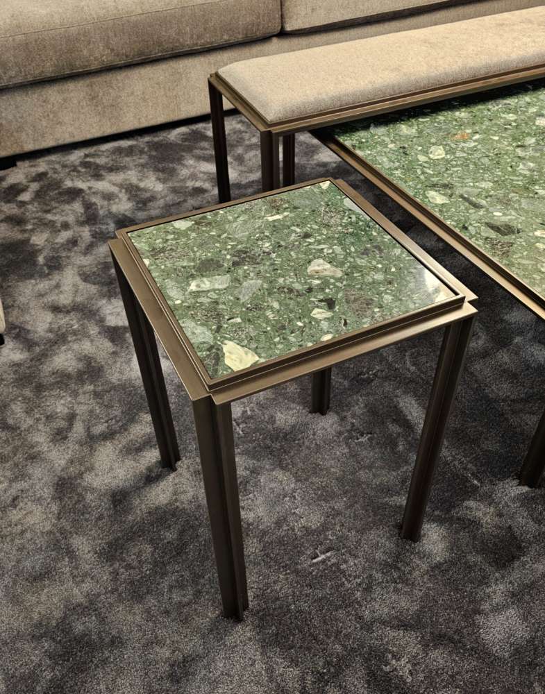 Möbel, BW Beistelltisch Hudson in Terrazzo green mit bronze