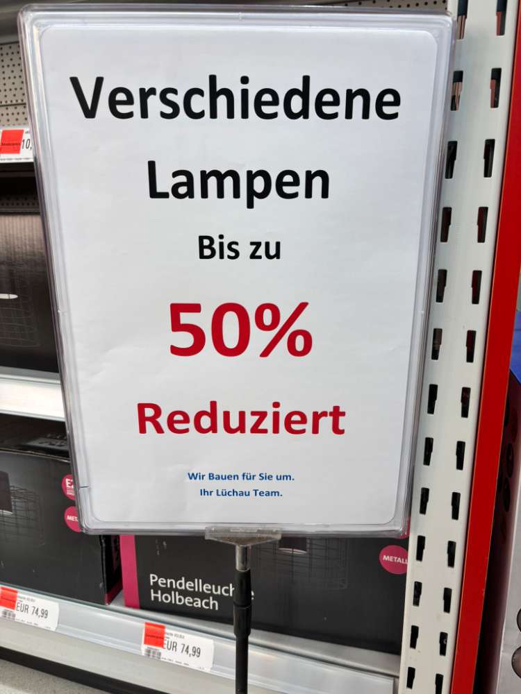 Verschiedene Lampen bis zu 50% reduziert / Uetersen