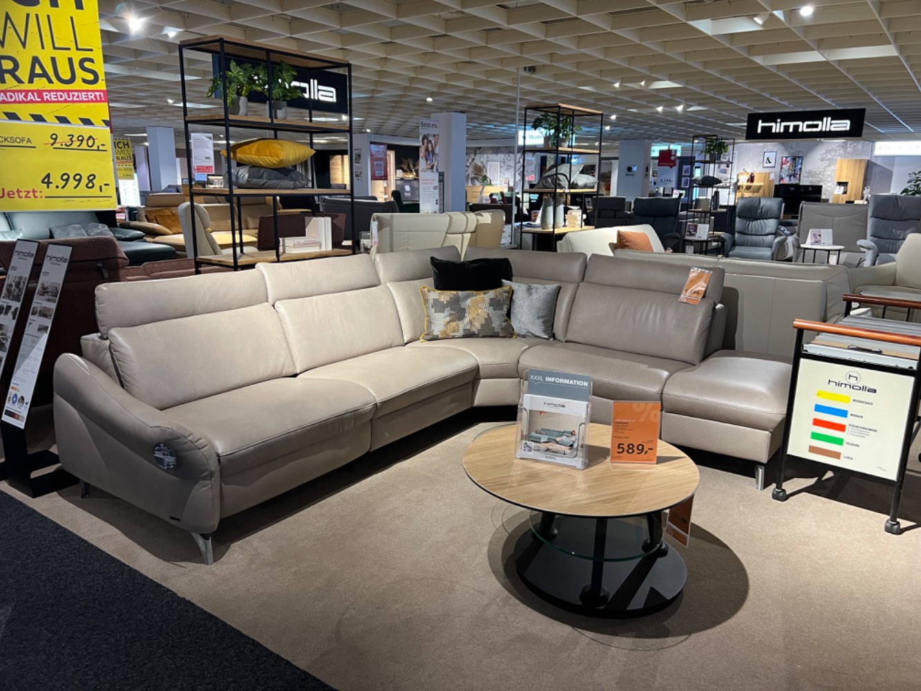 HIMOLLA ECKSOFA ECHTLEDER INKL. MOTRISCHER RELAXFUNKTION