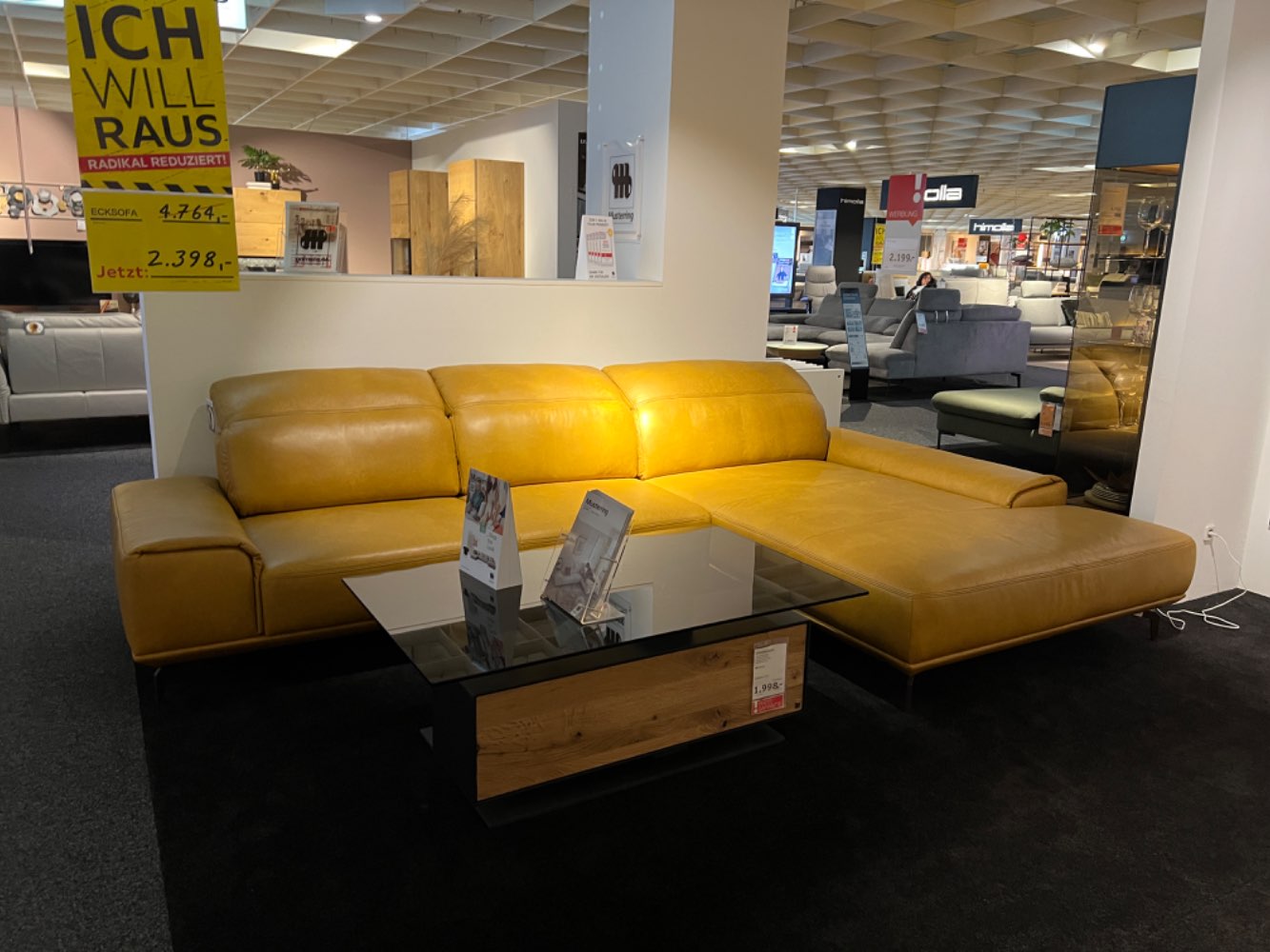 MUSTERRING ECKSOFA ECHTLEDER INKL. MOTORISCHEM SITZVORZUG