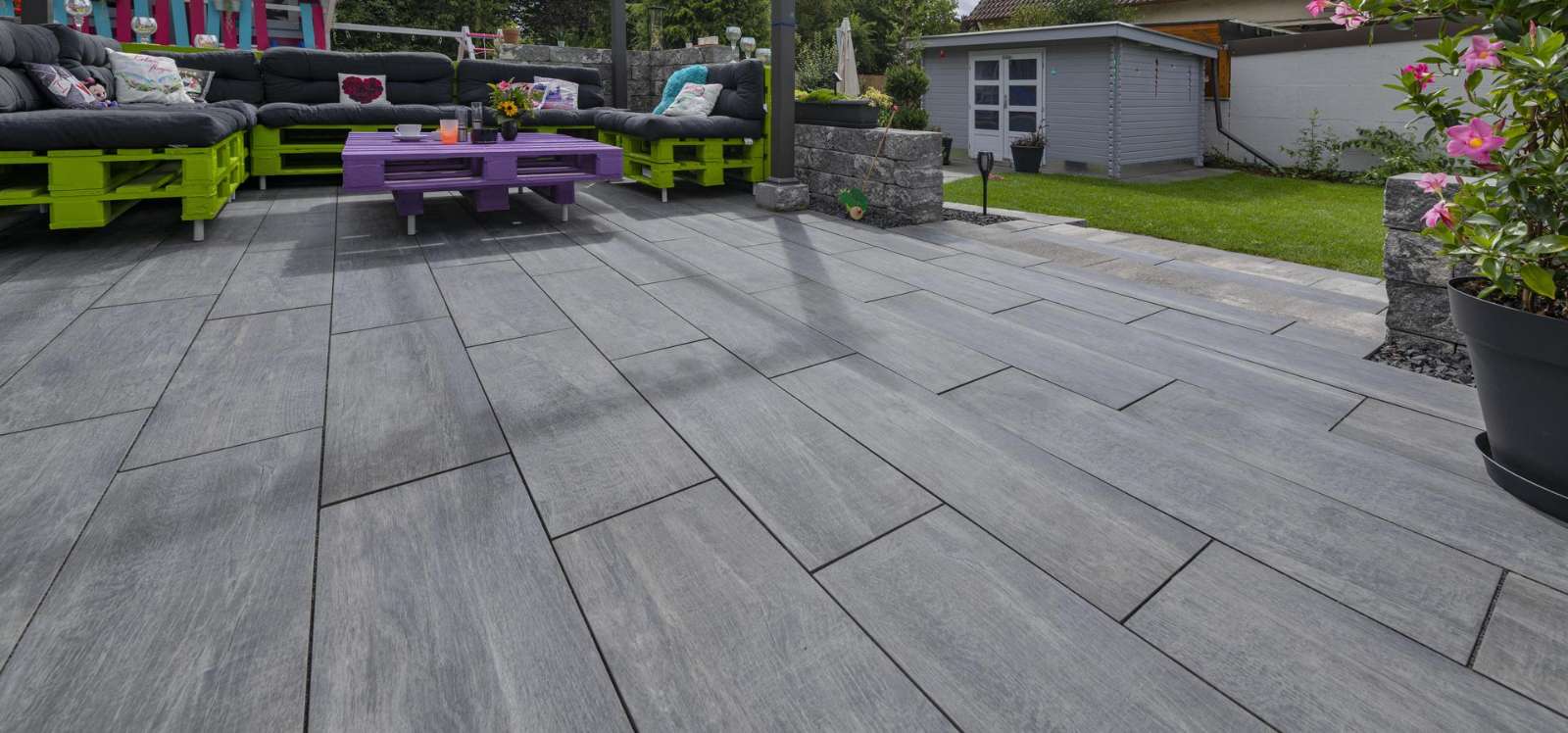 Yamino Betonplus 90x30x5 cm dunkelgrau strukturiert (2.Wahl)