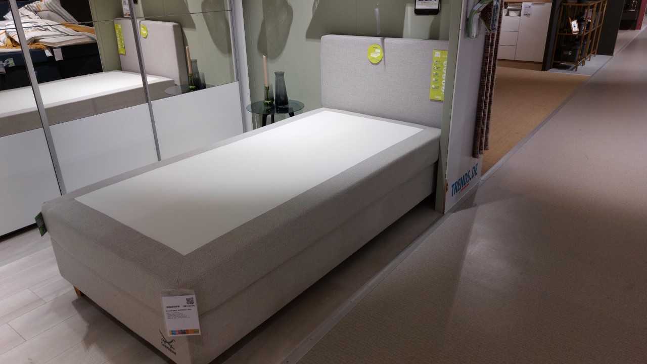 Boxspringbett Sansibar, hellgrau, Liegefläche 100×200 cm