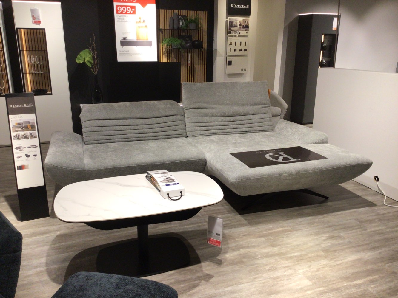 Möbel Ecksofa Laguna Dieter Knoll Stoff grau Sitzverstellung XXXL