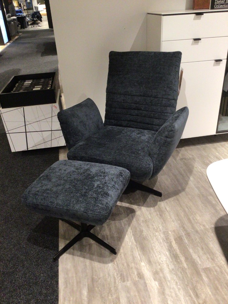 Möbel Sessel Laguna mit Hocker Stoff blau Drehfunktion XXXLutz