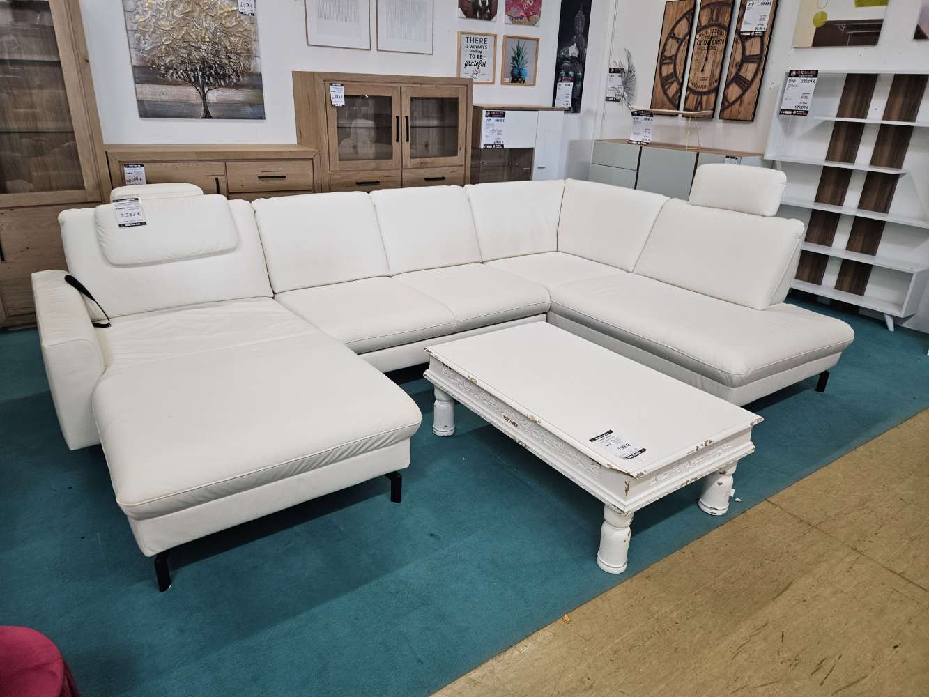 meinSofa Wohnlandschaft Couch Grace Leder Creme statt 10999€