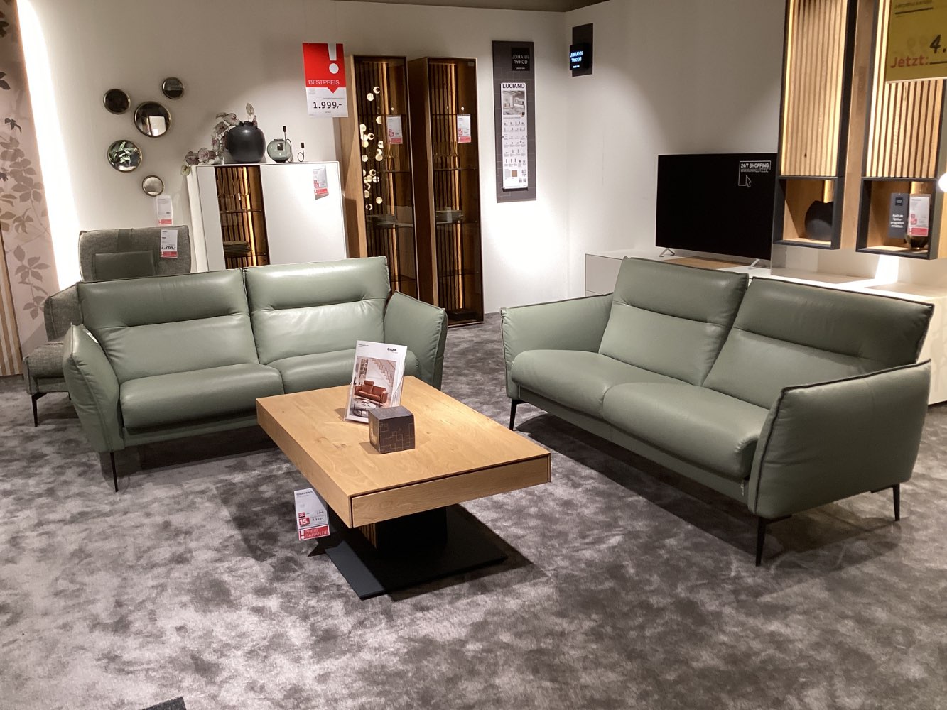 Möbel, Set aus 2-Sitzer und 2,5-Sitzer Ancona, Erpo, Salbei