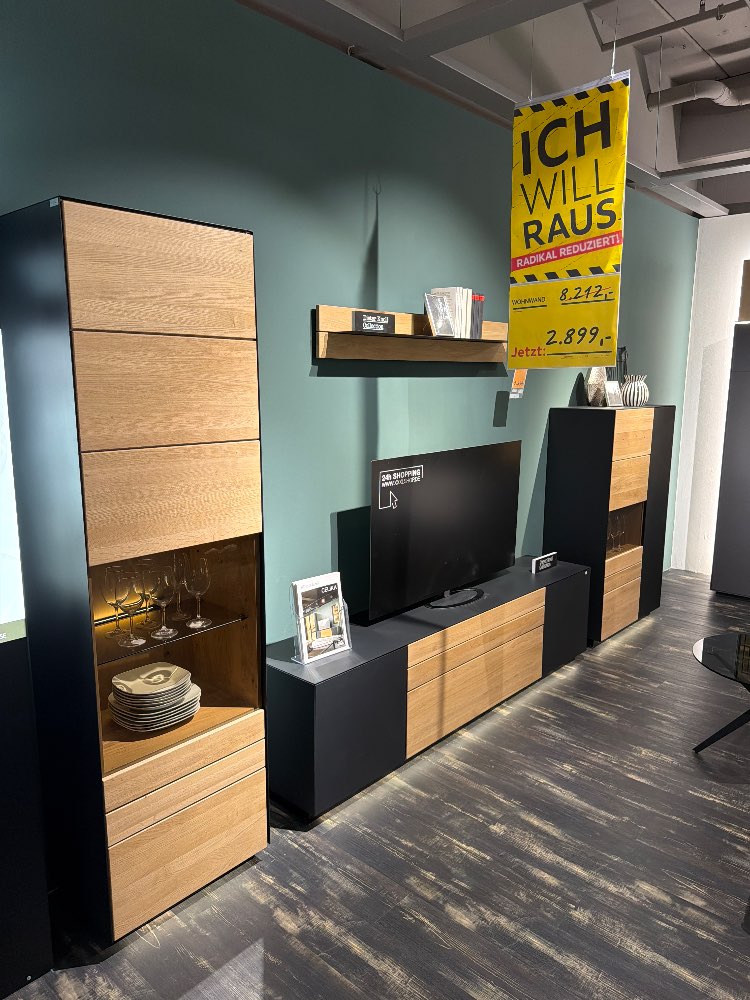 Möbel, Wohnwand Celika, Dieter Knoll, Eiche/Schwarz, XXXLutz