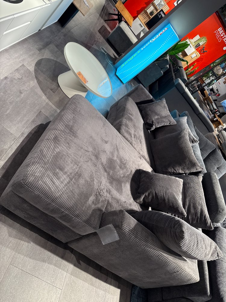 Möbel, Ecksofa, Donato, Cord Dunkelgrau, CARYYHOME,XXX Lutz