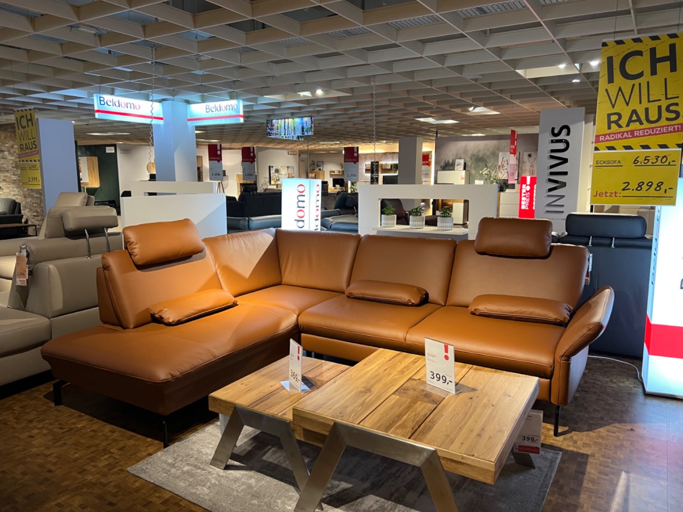 ECHTLEDER ECKSOFA COGNAC IBKL SCHLAFFUNKTION