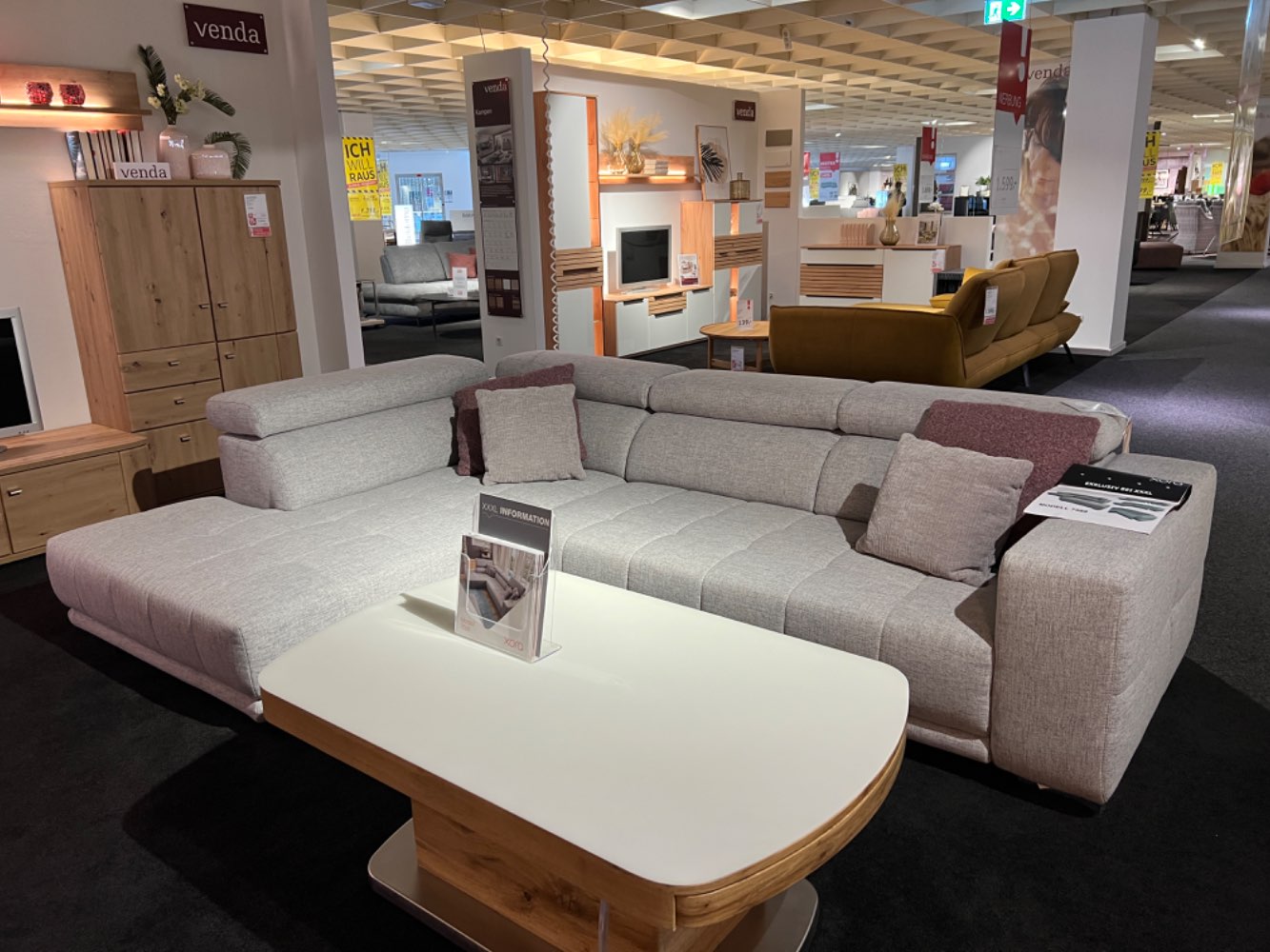 ECKSOFA GRAU INKL MOTORISCHER FUNKTION