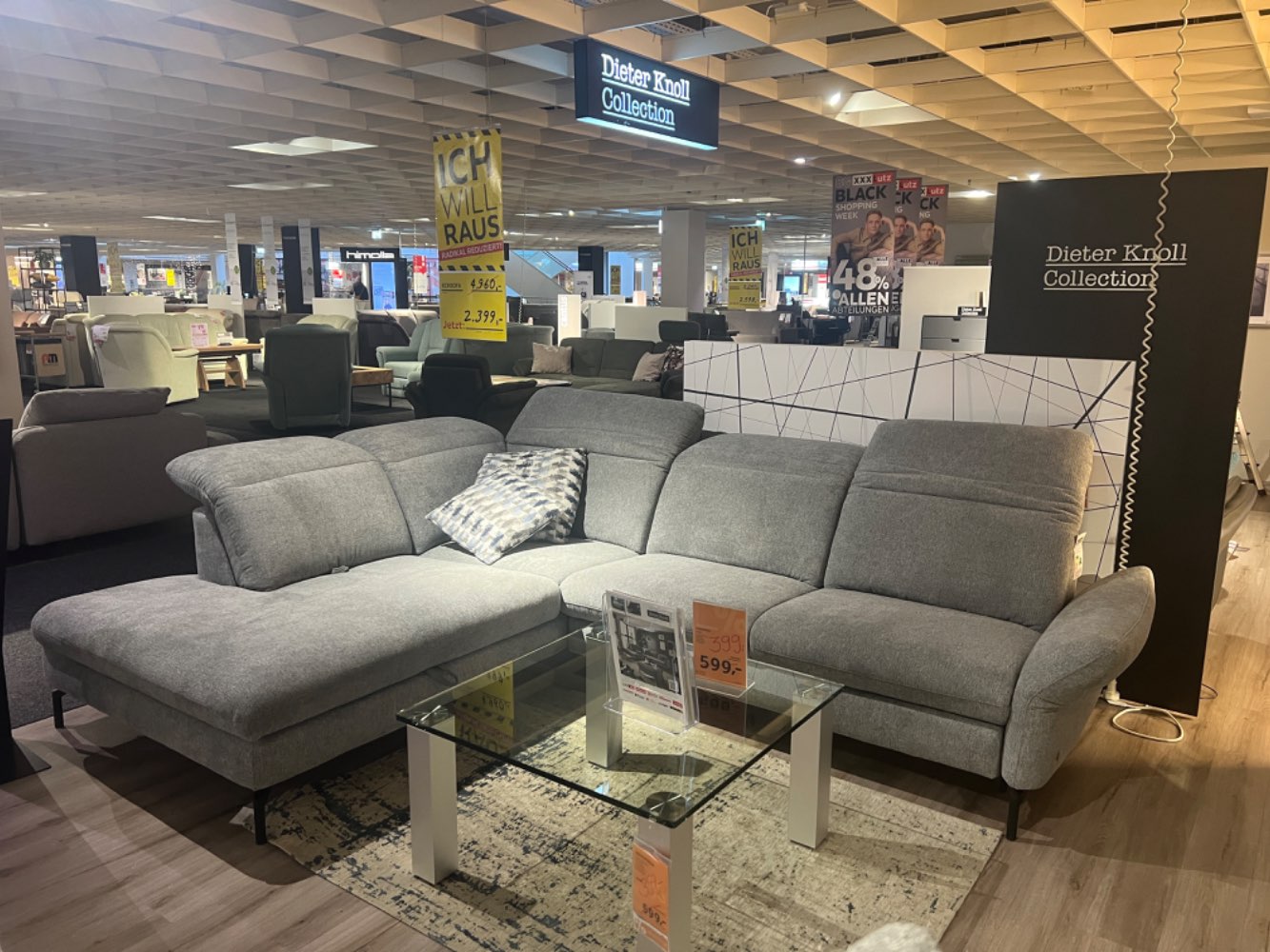 ECKSOFA INKL FUNKTIONEN GRAU