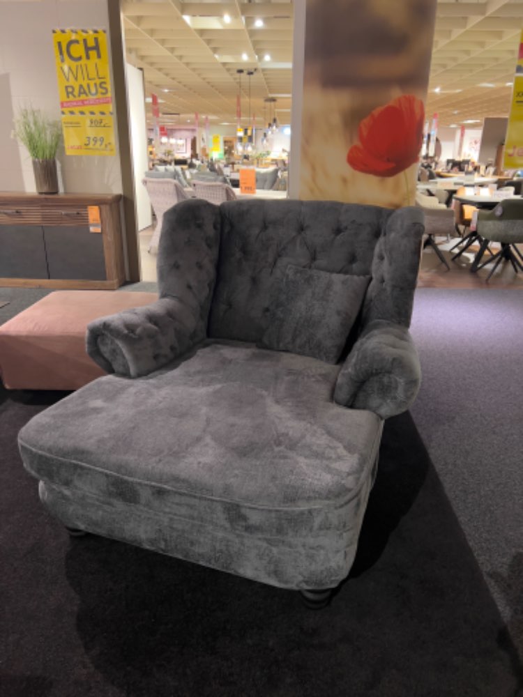 XXL-SESSEL GRAU INKL ZIERKISSEN