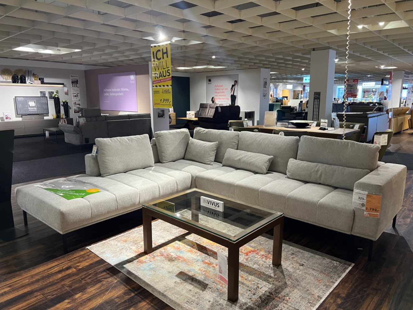 ECKSOFA CREME INKL SITZVORZUG