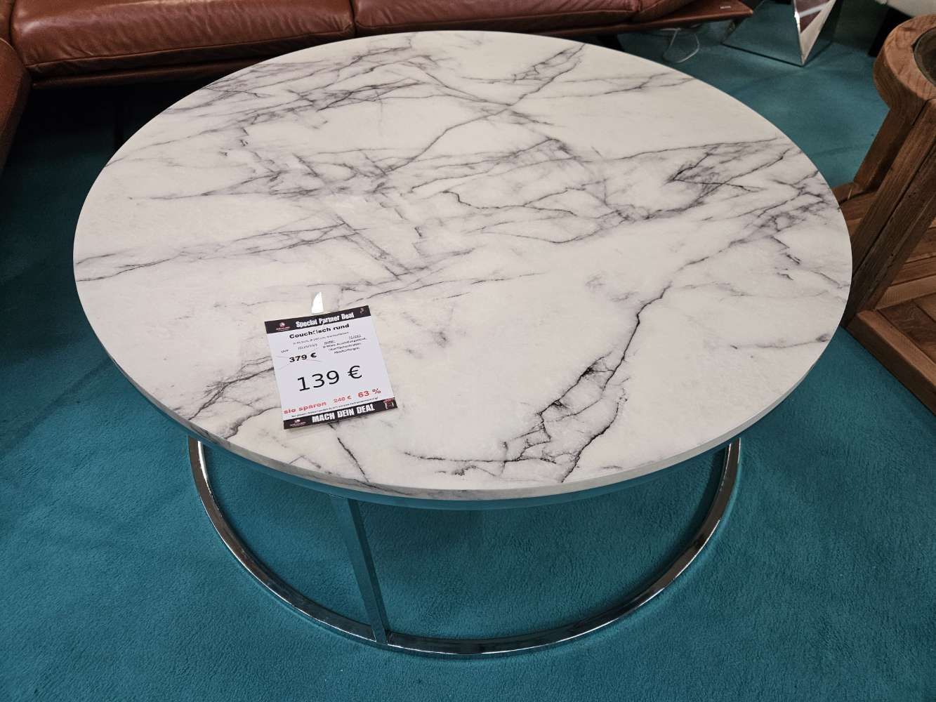 Couchtisch rund marmorfarbend statt 379€