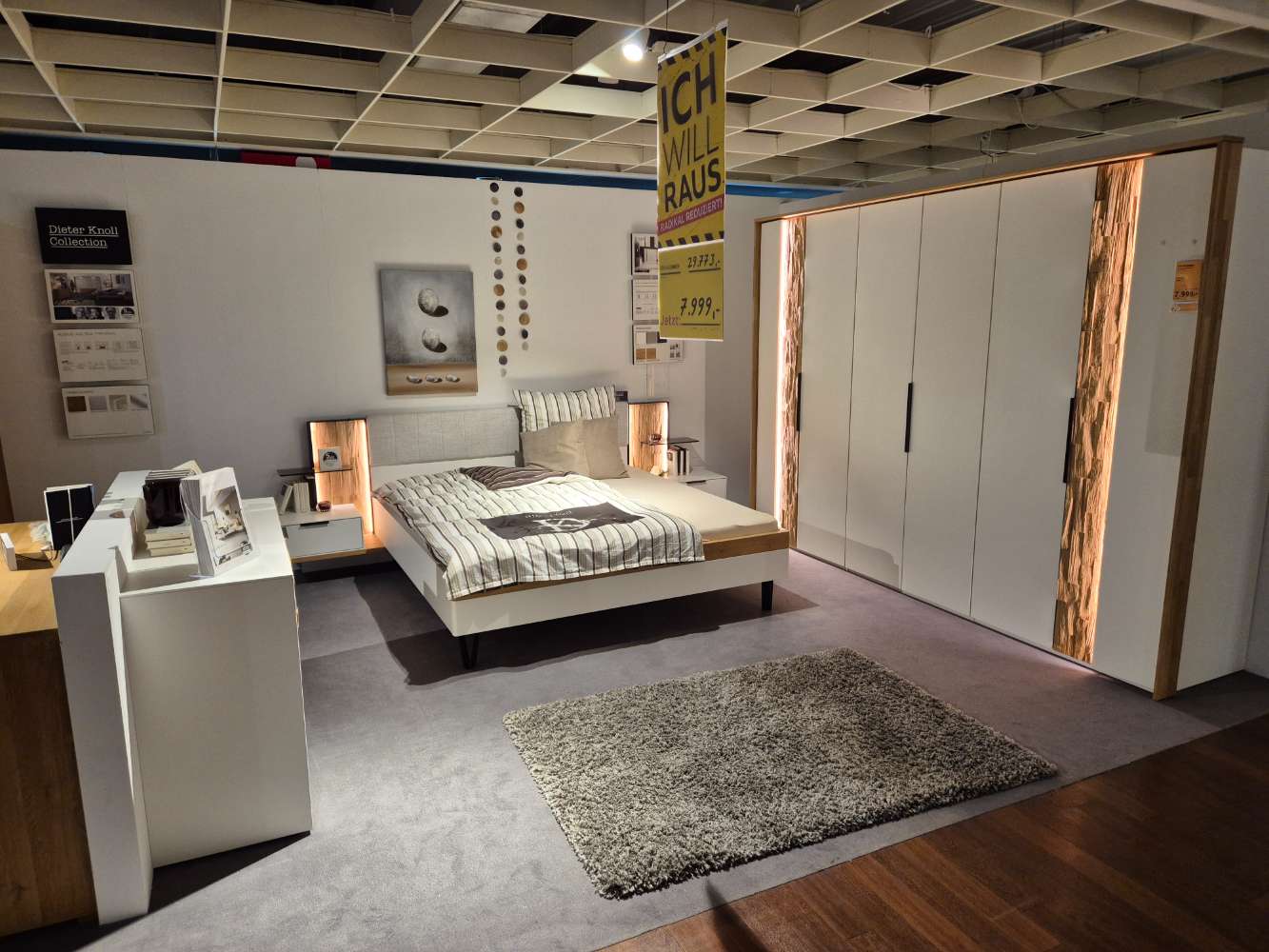 MÖBEL,DIETER KNOLL, SCHLAFZIMMER KOMPLETT, WEIß/SPALTHOLZ,XXXLUTZ