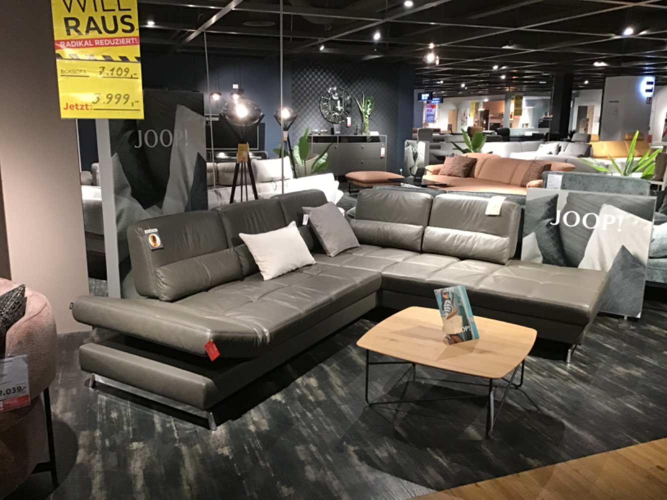 XXXLutz Ausstellungsstück Möbel Ecksofa Loft JOOP! Echtleder grau