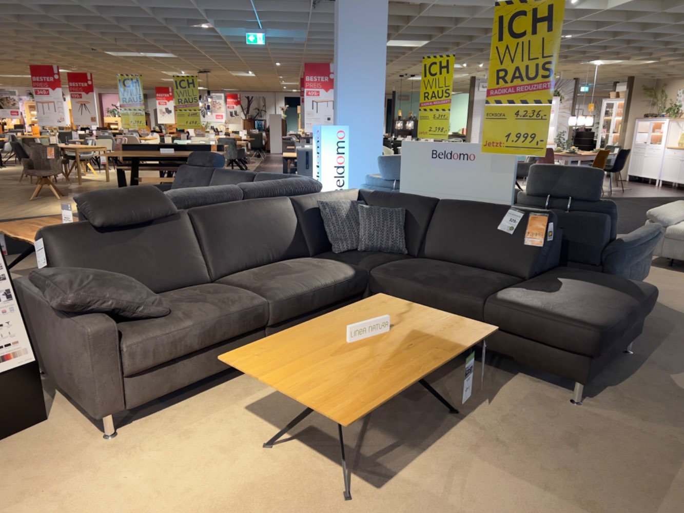 ECKSOFA INKL. FUNKTIONEN MICROFASER ANTHRAZIT