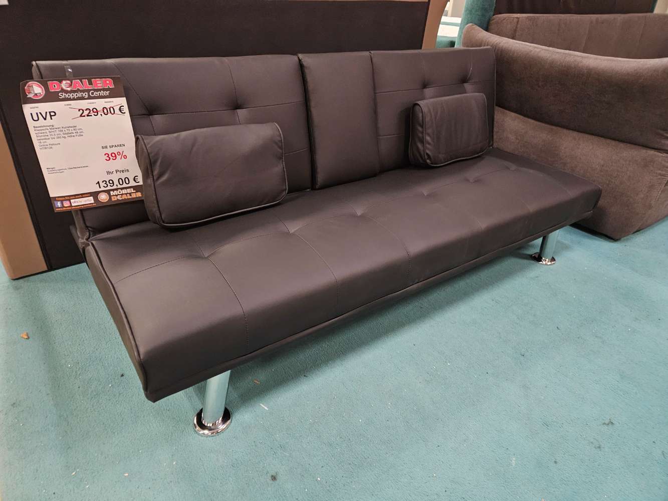Klappsofa Marwan Kunstleder Schwarz statt 229€
