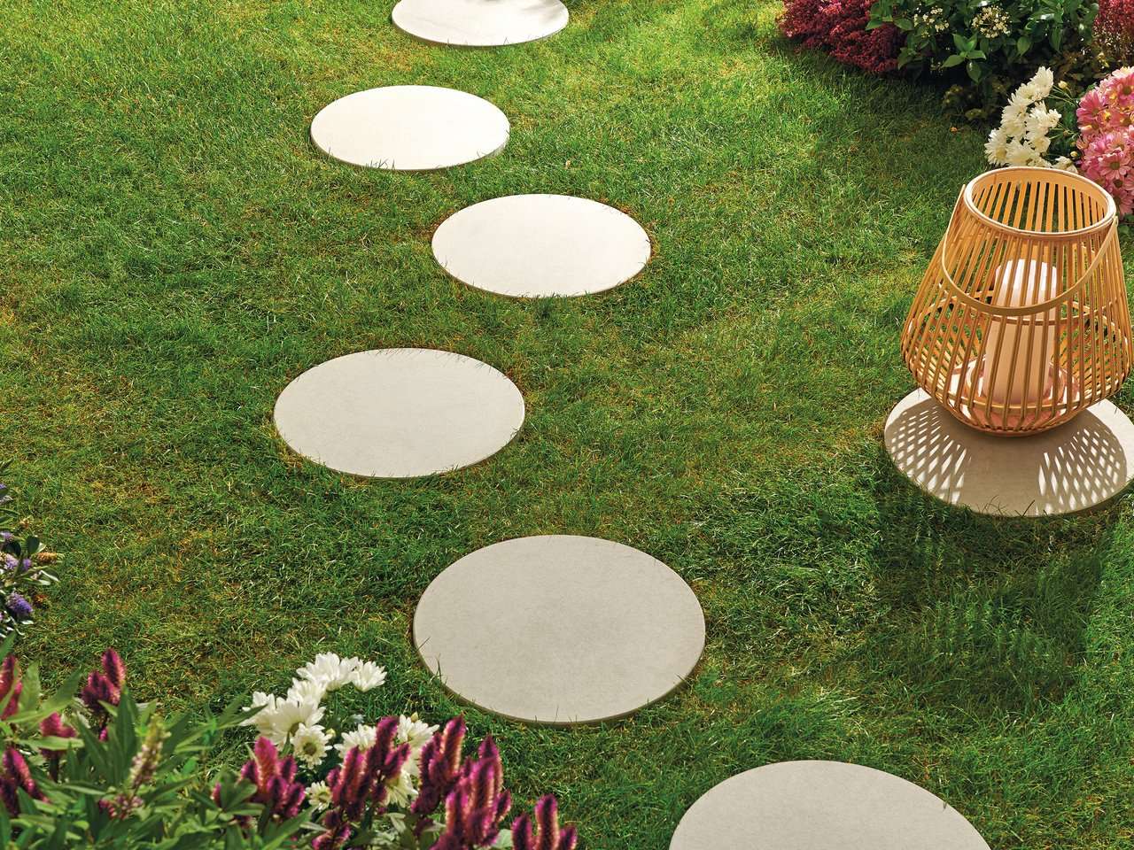 Trittplatte Circle Rund 39 x 4 cm grau  strukturiert (2.Wahl)