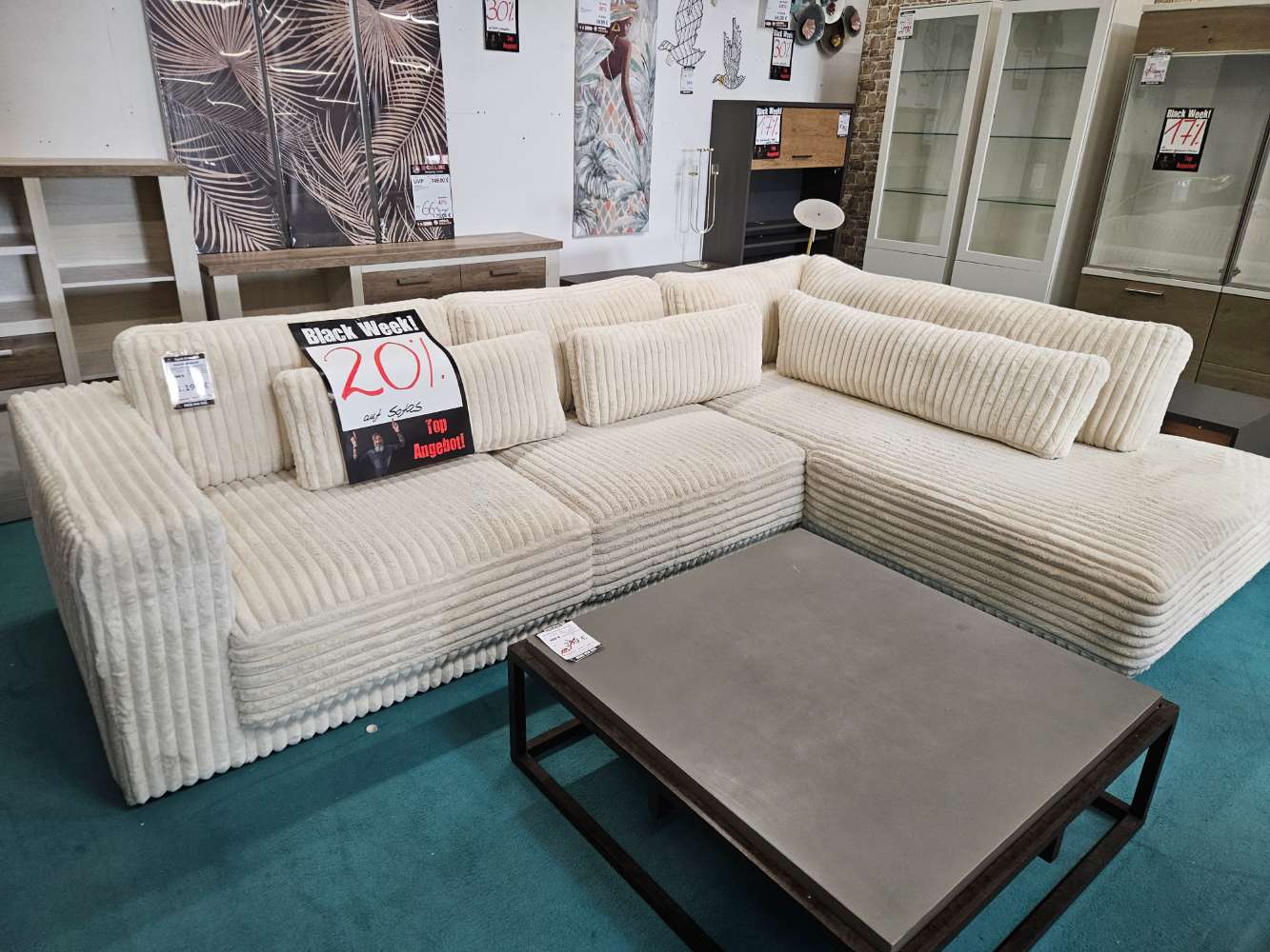Ecksofa Breitcord Creme statt 1899€