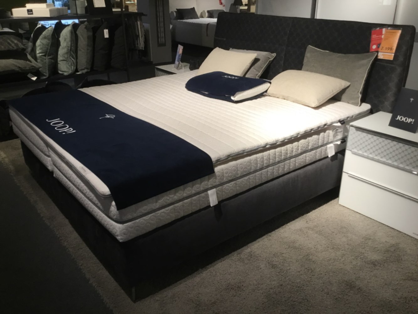 Möbel,JOOP,Boxspringbett Bags,180/200,Anthrazit,Kornblume,XXXL