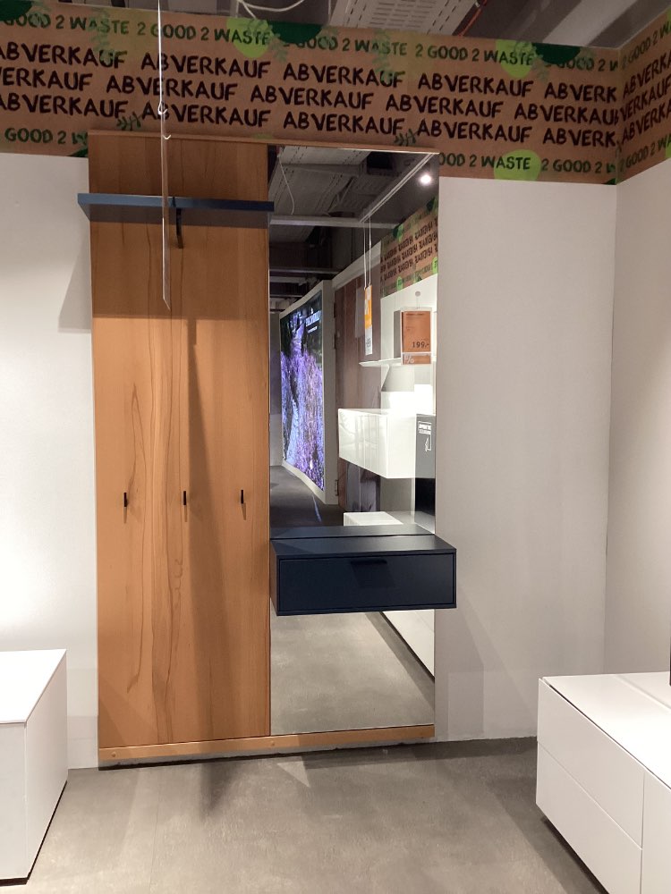 Möbel, Hängeelement, Musterring, Kara,  Kernbuche furniert /blau