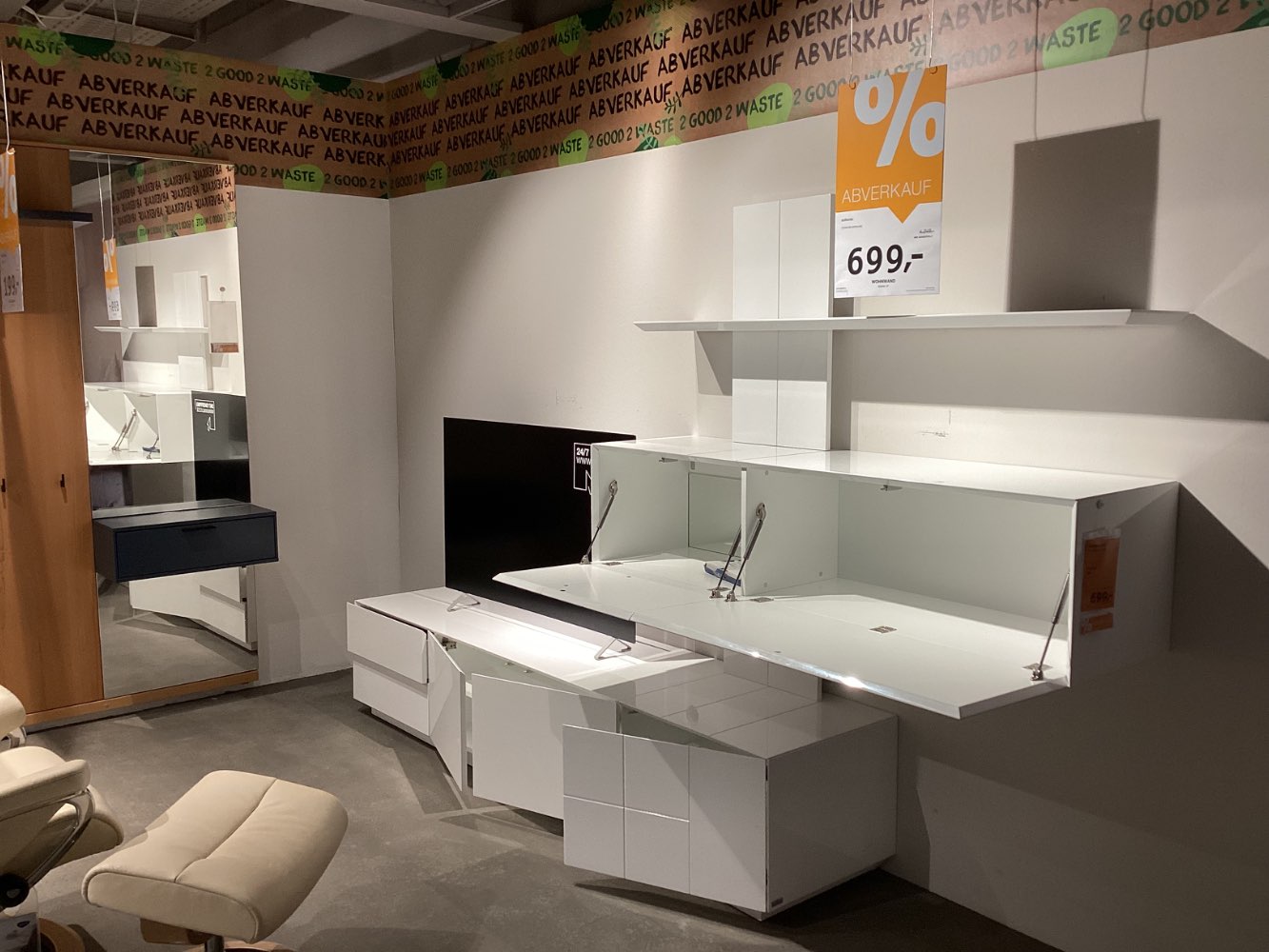 Möbel, Wohnwand, Ambiente, Quadra , 230×189,6×52 cm, weiß