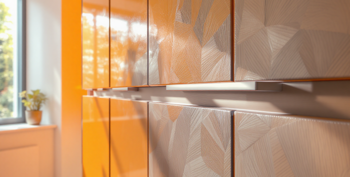 Folierter gelber Schrank